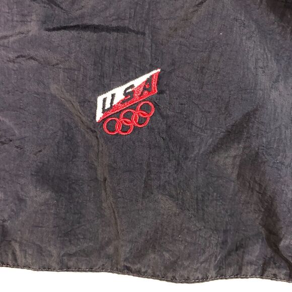 Vintage USA Olympics Jacket Mens L Black Windbreaker 1/4 Zip Pullover Sportswear - Picture 2 of 7